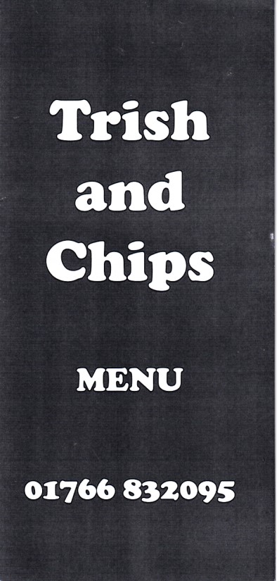 Menu of Trish and Chips, Takeaway, Blaenau Ffestiniog