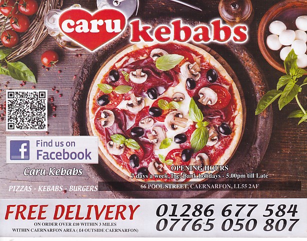 Menu of Caru Kebabs Caernarfon