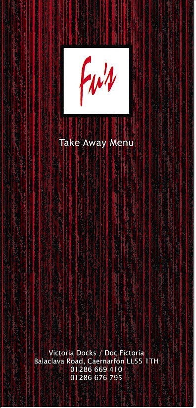 Menu of Fu's Chinese Caernarfon