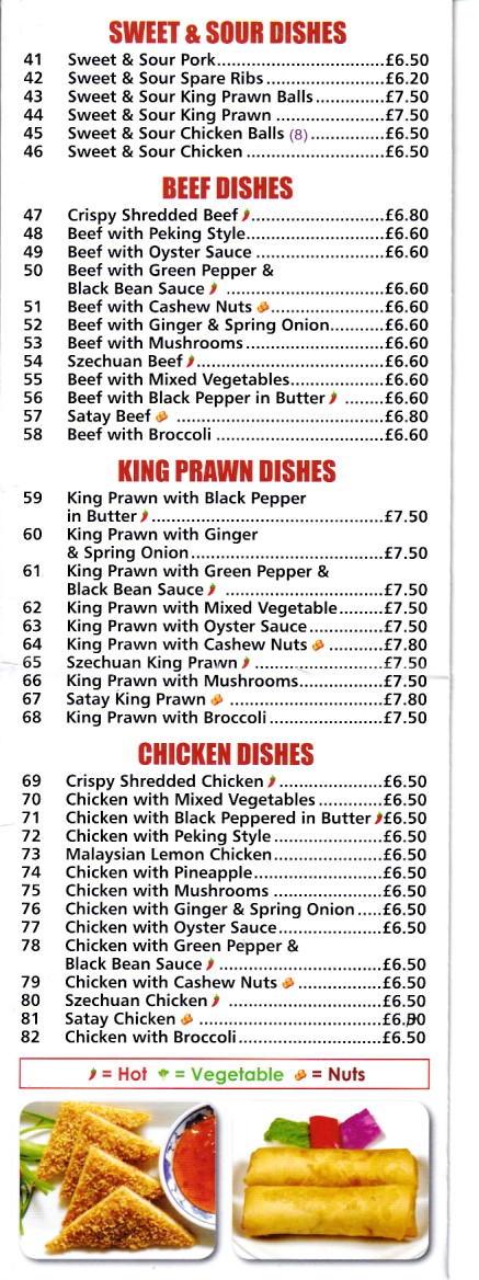 Menu of China Palace, Takeaway in Criccieth