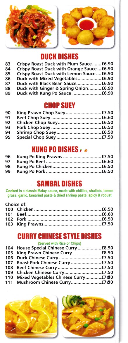 Menu of China Palace, Takeaway in Criccieth