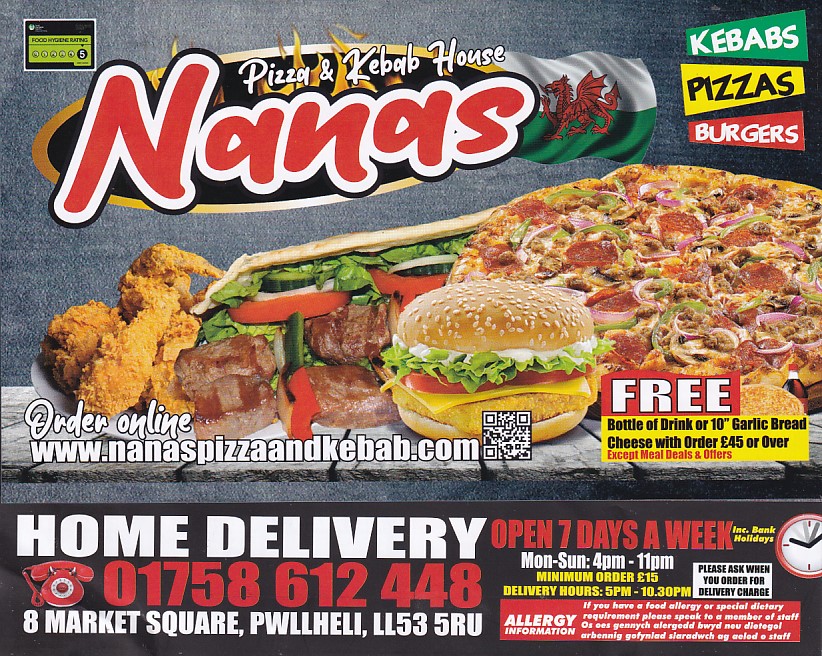 Menu of Nanas Pwllheli