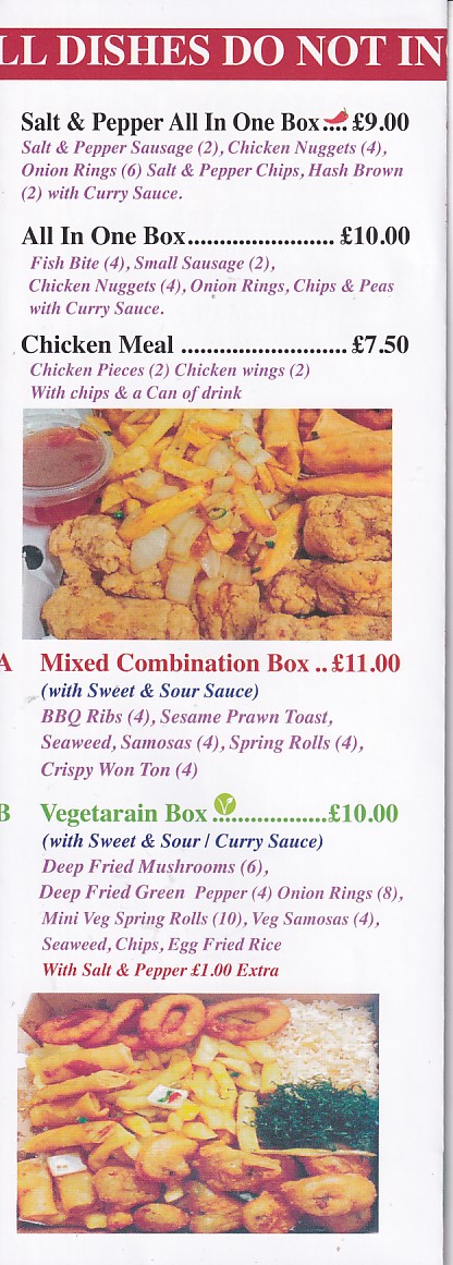 Menu of Yummy Box, Chinese Takeaway in Pwllheli