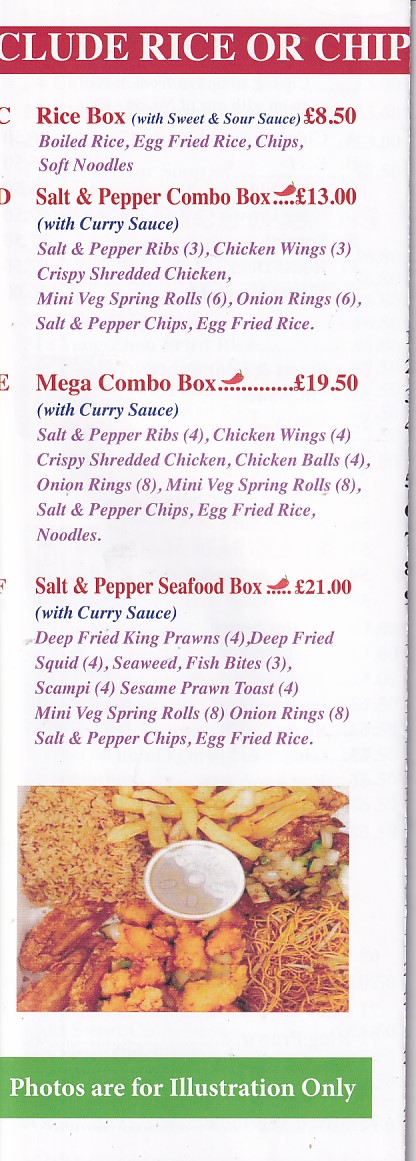 Menu of Yummy Box, Chinese Takeaway in Pwllheli