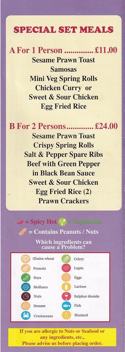 Menu of Yummy Box, Chinese Takeaway in Pwllheli