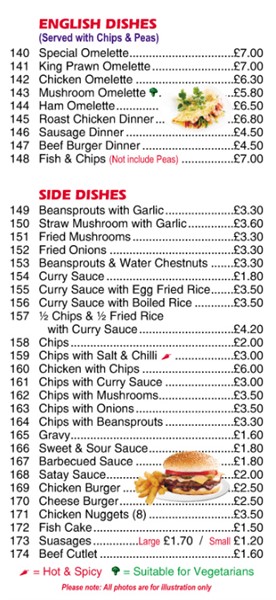 Menu of Hung Hsing Chinese Takeaway Bangor